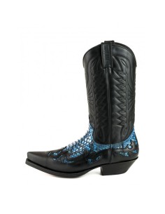 BOTA COWBOY CRAZY OLD NEGRO PITÓN AZUL
