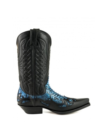 BOTA COWBOY CRAZY OLD NEGRO PITÓN AZUL