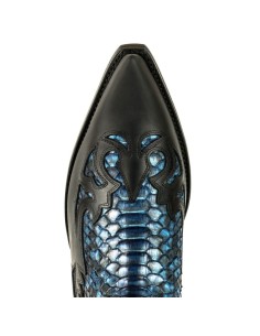 BOTA COWBOY CRAZY OLD NEGRO PITÓN AZUL