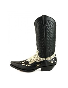 BOTA COWBOY CRAZY OLD NEGRO PITÓN BLANCO