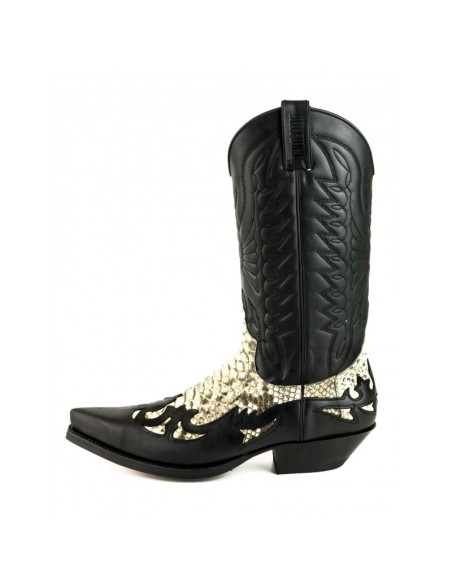 BOTA COWBOY CRAZY OLD NEGRO PITÓN BLANCO