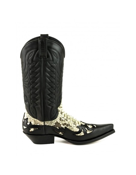 BOTA COWBOY CRAZY OLD NEGRO PITÓN BLANCO