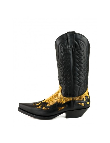 BOTA COWBOY CRAZY OLD NEGRO PITÓN CAMEL