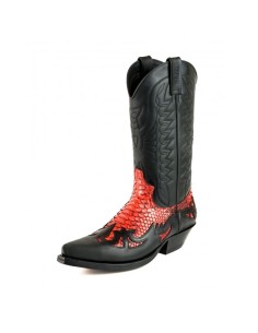 BOTA COWBOY CRAZY OLD NEGRO PITÓN ROJO