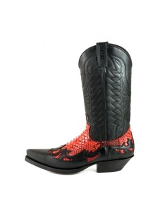 BOTA COWBOY CRAZY OLD NEGRO PITÓN ROJO