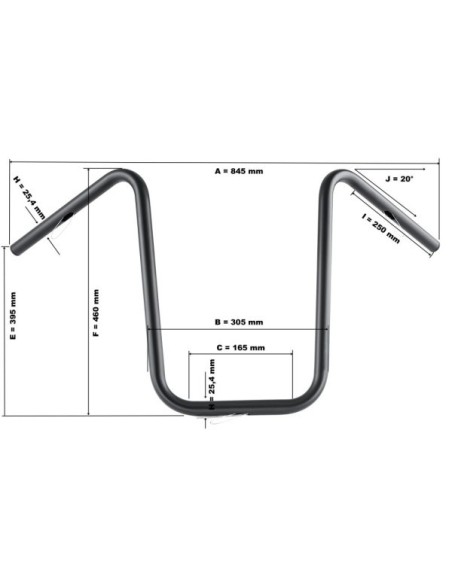 MANILLAR MOTO HIGHWAY BAD HAWK 76 CM DIAMETRO 15"
