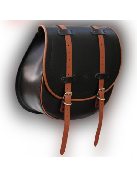 ALFORJA BANDO BICOLOR BASICA UNIVERSAL NEGRO-MARRÓN