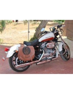 ALFORJA PIEL SPARTA SKULL HAT MARRÓN CUERO