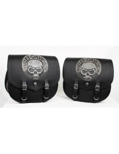 ALFORJAS PIEL SPARTA HD SKULL PARA HD SPORTSTER