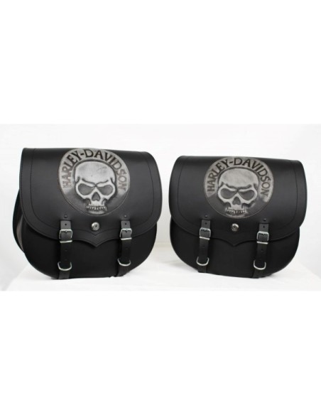 ALFORJAS PIEL SPARTA HD SKULL PARA HD SPORTSTER