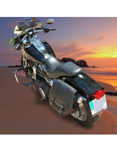 ALFORJA PIEL BANDO FAT HC AMORT IZDA PARA DYNA FAT-BOB H.D