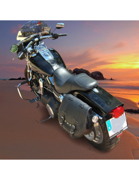 ALFORJA PIEL BANDO FAT HC AMORT IZDA PARA DYNA FAT-BOB H.D