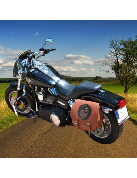 ALFORJA SPARTA SKULL HAT HD HC AMORT IZQ DYNA FAT-BOB MARRÓN