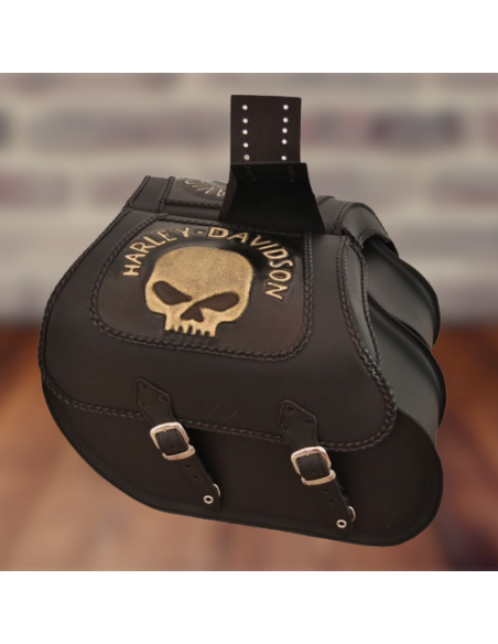 ALFORJAS RÍGIDAS TEMPLARIO TRENZADA HUECO AMORT SKULL HD SPORTSTER