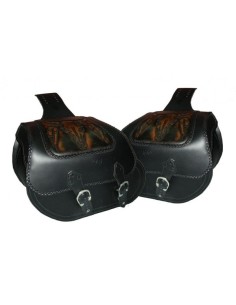 ALFORJAS RÍGIDAS TEMPLARIO TRENZ CRANEO TORO MARRÓN HONDA SHADOW 750