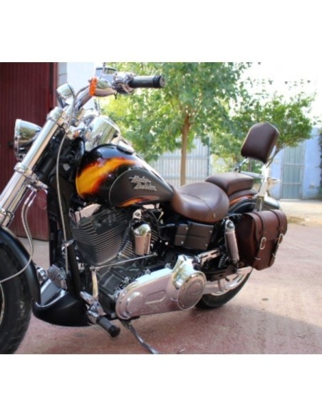 ALFORJA PIEL CENTURION MARRÓN IZQ PARA DYNA H.D