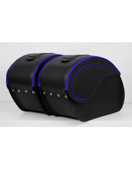 ALFORJAS PIEL RIGIDAS VENDETTA PERFIL AZUL