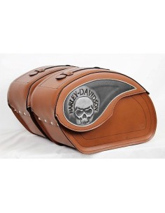 ALFORJAS RIGIDAS VENDETTA HARLEY DAVIDSON SKULL MARRÓN