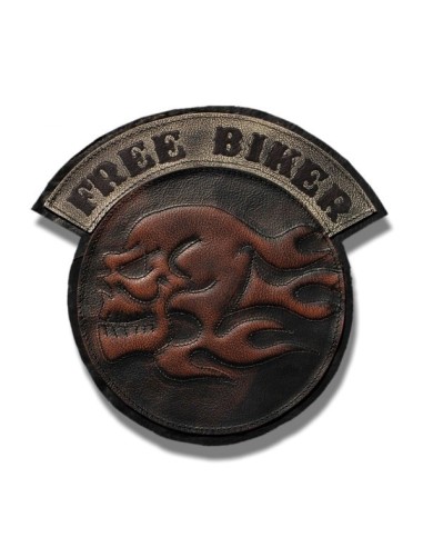 PARCHE DE ESPALDA PIEL FREE BIKER SKULL MARRÓN PARCHE DE ESPALDA PIEL FREE BIKER SKULL MARRÓN
