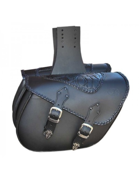 ALFORJAS PIEL ALHAMA TRENZADO COCO PARA HD SPORTSTER