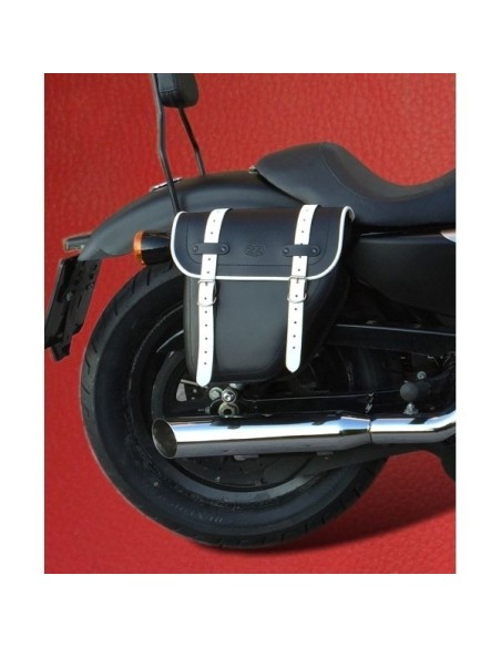 ALFORJA PIEL CENTURION HCO AMORT DCHA NEGRO/BLANCO SPORTSTER H.D