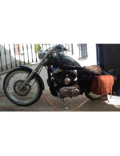 ALFORJA PIEL TRAJANO BASICA MARRÓN CUERO HCO AMORT IZDA SPORTSTER H.D 883-1200