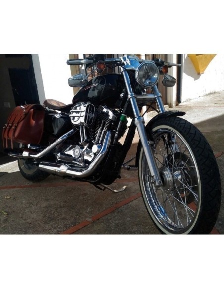 ALFORJA PIEL TRAJANO BASICA MARRÓN CUERO HCO AMORT DCHA SPORTSTER H.D 883-1200