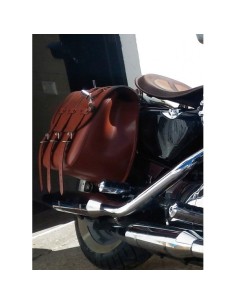 ALFORJA PIEL TRAJANO BASICA MARRÓN CUERO HCO AMORT DCHA SPORTSTER H.D 883-1200