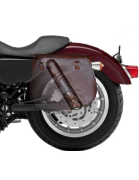 ALFORJA PIEL BANDO BÁSICA MARRÓN HCO AMORT IZDA SPORTSTER H.D 883-1200