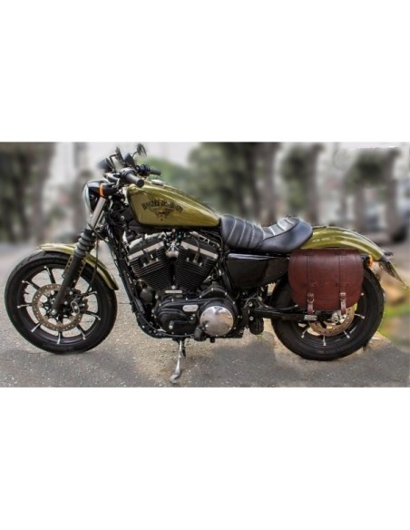 ALFORJA PIEL BANDO BÁSICA MARRÓN HCO AMORT IZDA SPORTSTER H.D 883-1200