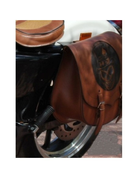 ALFORJA PIEL BANDO BÁSICA MARRÓN CLARO HCO AMORT DCHA SPORTSTER H.D