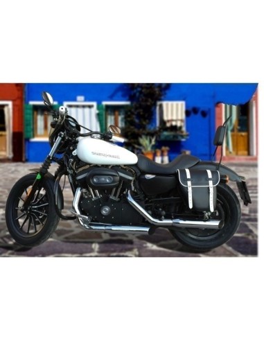 ALFORJA PIEL CENTURION HCO AMORT IZDA NEGRO/BLANCO SPORTSTER H.D ALFORJA PIEL CENTURION HCO AMORT IZDA NEGRO/BLANCO SPORTSTER H.D