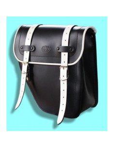 ALFORJA PIEL CENTURION HCO AMORT IZDA NEGRO/BLANCO SPORTSTER H.D