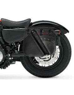 ALFORJA PIEL ULISES HILO NARANJA IZDA HCO AMORT PARA SPORTSTER H.D