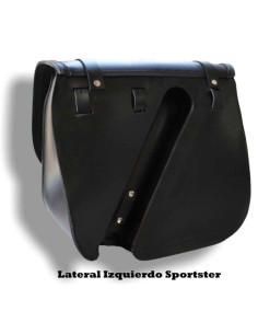 ALFORJA PIEL ULISES HILO NARANJA IZDA HCO AMORT PARA SPORTSTER H.D