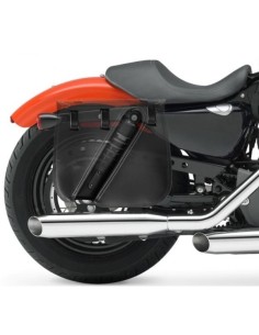 ALFORJA PIEL ULISES HILO NARANJA DCHA HCO AMORT PARA SPORTSTER H.D
