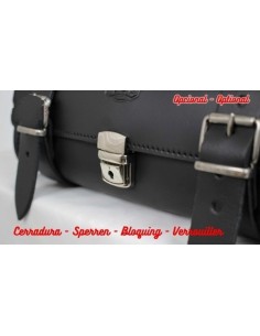 ALFORJA PIEL ULISES HILO NARANJA DCHA HCO AMORT PARA SPORTSTER H.D