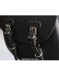 ALFORJA PIEL ULISES HILO NARANJA DCHA HCO AMORT PARA SPORTSTER H.D