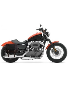 ALFORJA PIEL ULISES HILO NARANJA DCHA HCO AMORT PARA SPORTSTER H.D