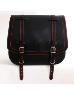 ALFORJA PIEL ULISES HILO NARANJA DCHA HCO AMORT PARA SPORTSTER H.D