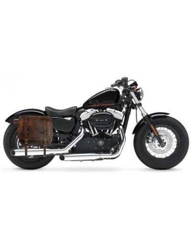 ALFORJA PIEL ULISES MARRÓN VINTAGE DCHA PARA SPORTSTER H.D