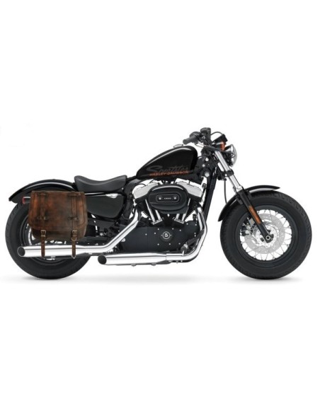 ALFORJA PIEL ULISES MARRÓN VINTAGE DCHA PARA SPORTSTER H.D