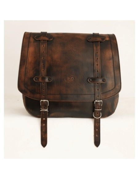 ALFORJA PIEL ULISES MARRÓN VINTAGE DCHA PARA SPORTSTER H.D