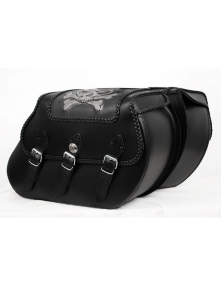ALFORJAS PIEL IKARO SKULL TIBIAS HCO AMORT PARA H.D SPORTSTER