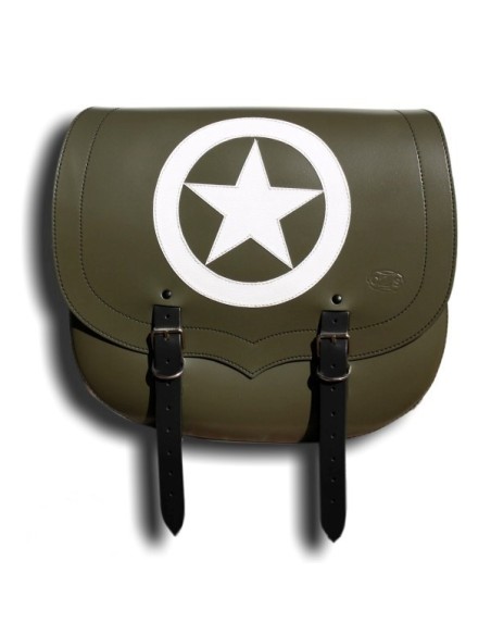ALFORJA PIEL SPARTA ARMY STAR VERDE MILITAR DCHA DYNA STREET BOB H.D