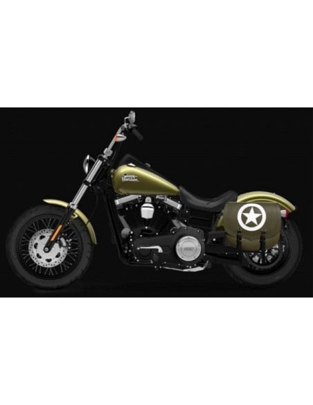 ALFORJA PIEL SPARTA ARMY STAR VERDE MILITAR IZDA DYNA STREET BOB H.D