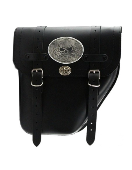 ALFORJA PIEL CENTURION PARCHE CALAVERA DCHA PARA DYNA H.D