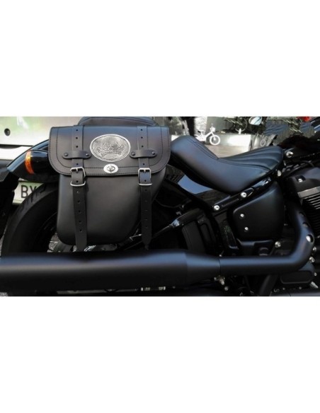 ALFORJA PIEL CENTURION PARCHE CALAVERA DCHA PARA DYNA H.D