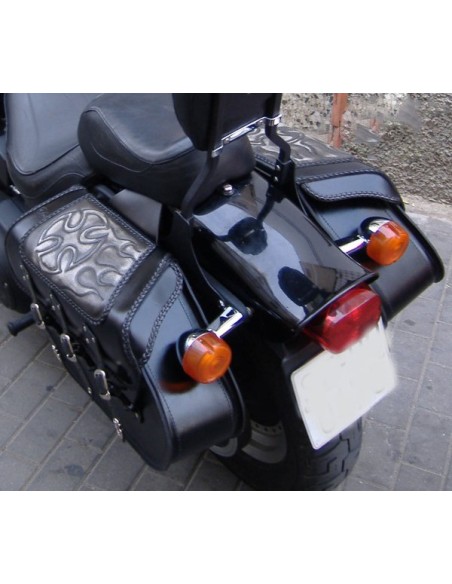 ALFORJAS RIGIDAS IBER TRENZADO CRUZ LLAMAS PARA SOFTAIL NIGTH-TRAIN H.D