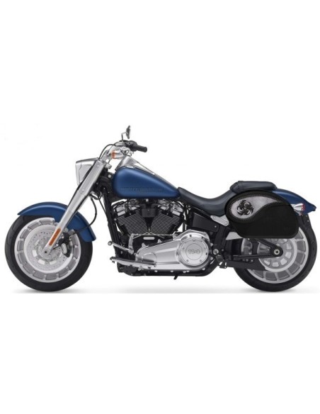 ALFORJAS RIGIDAS PIEL VENDETTA TRIBAL ASPAS PARA SOFTAIL FAT BOY SPECIALH.D